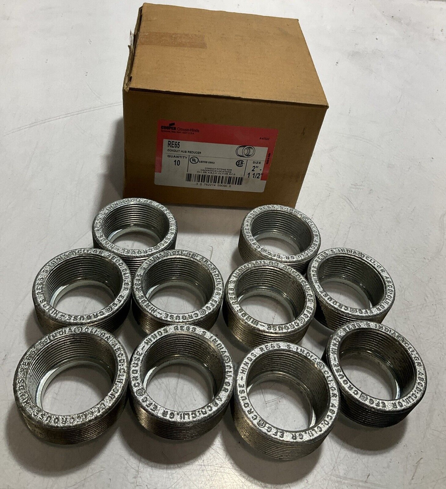 COOPER CROUSE-HINDS RE65 CONDUIT HUB REDUCER SIZE 2” 1 1/2” QTY 10 PIECES  222