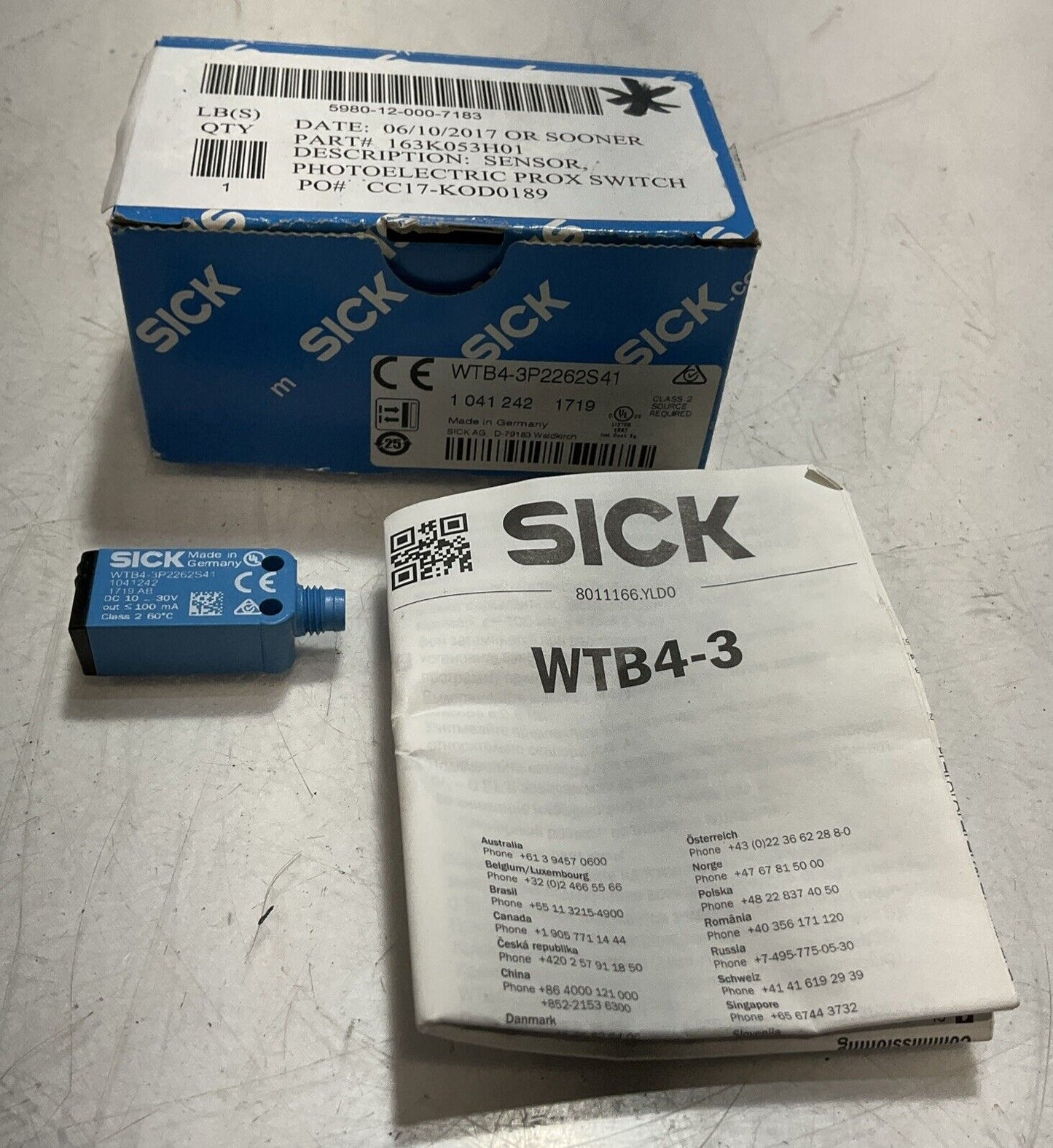 SICK  WTB4-3 P2262S41 PHOTOELECTRIC SENSOR  PROXIMITY SWITCH 30V  U3S