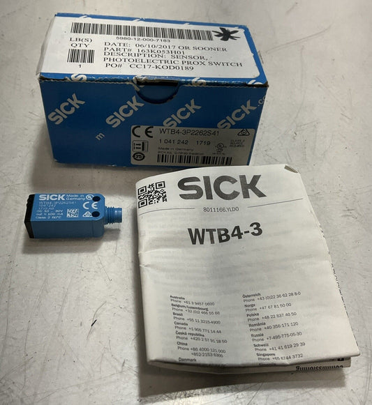 SICK  WTB4-3 P2262S41 PHOTOELECTRIC SENSOR  PROXIMITY SWITCH 30V  U3S