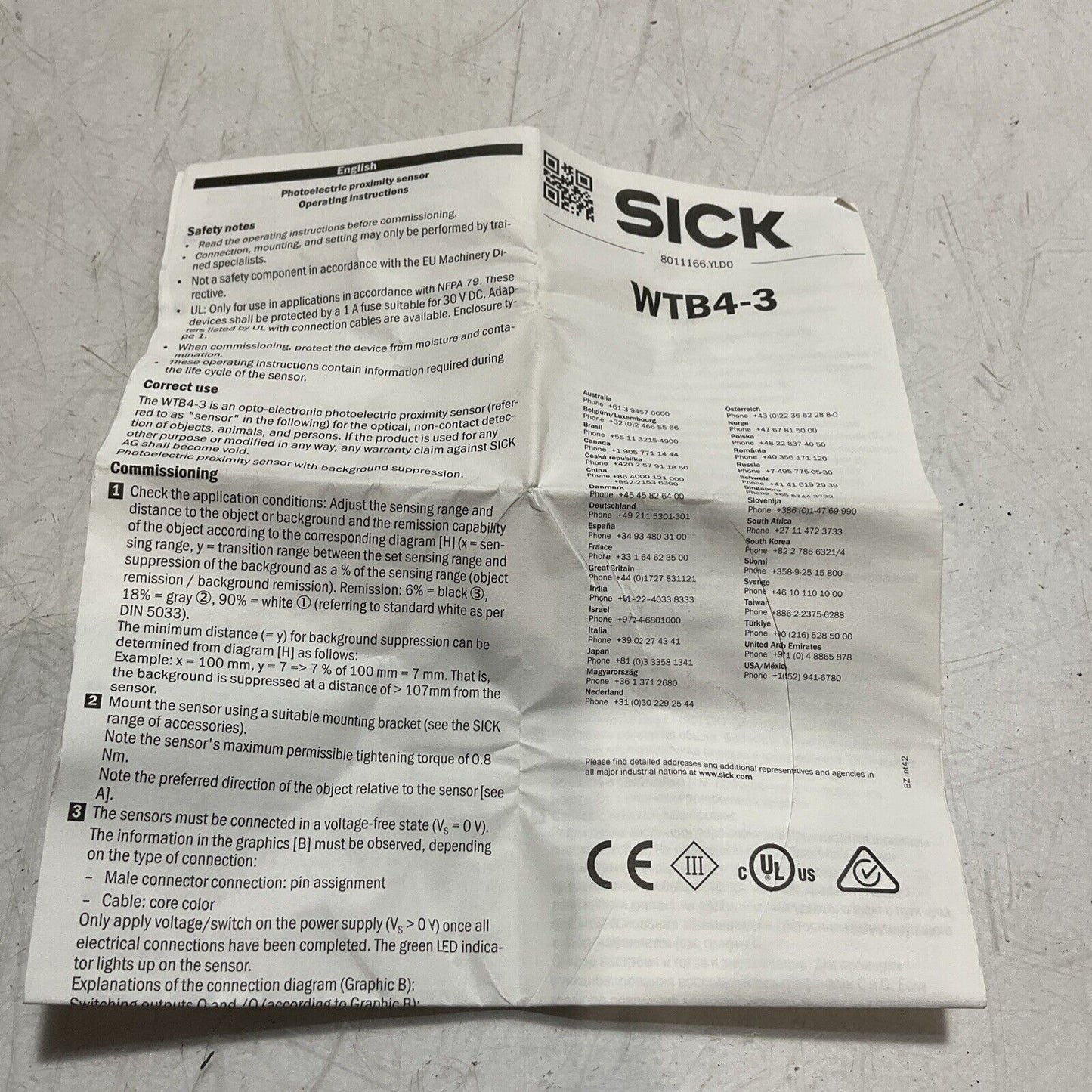 SICK  WTB4-3 P2262S41 PHOTOELECTRIC SENSOR  PROXIMITY SWITCH 30V  U3S