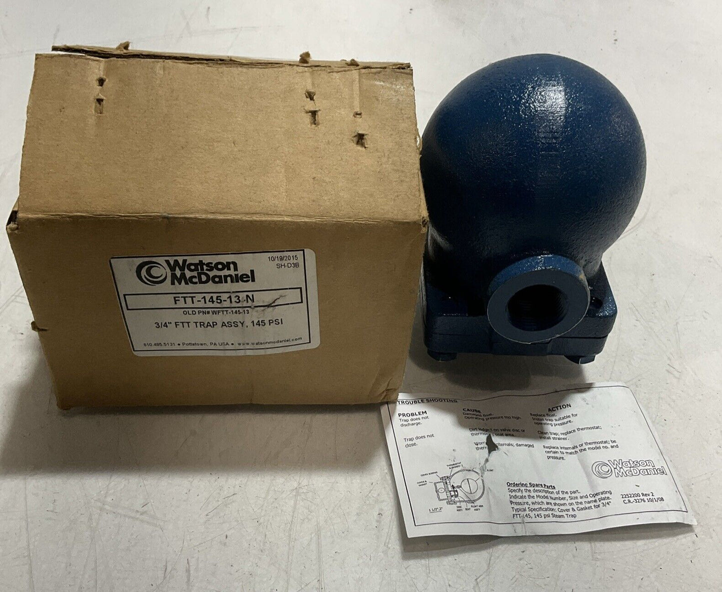 WATSON MCDANIEL FTT-145-13-N WFTT-145-13 3/4” FTT TRAP ASSMBLY 145 PSI MODEL 373