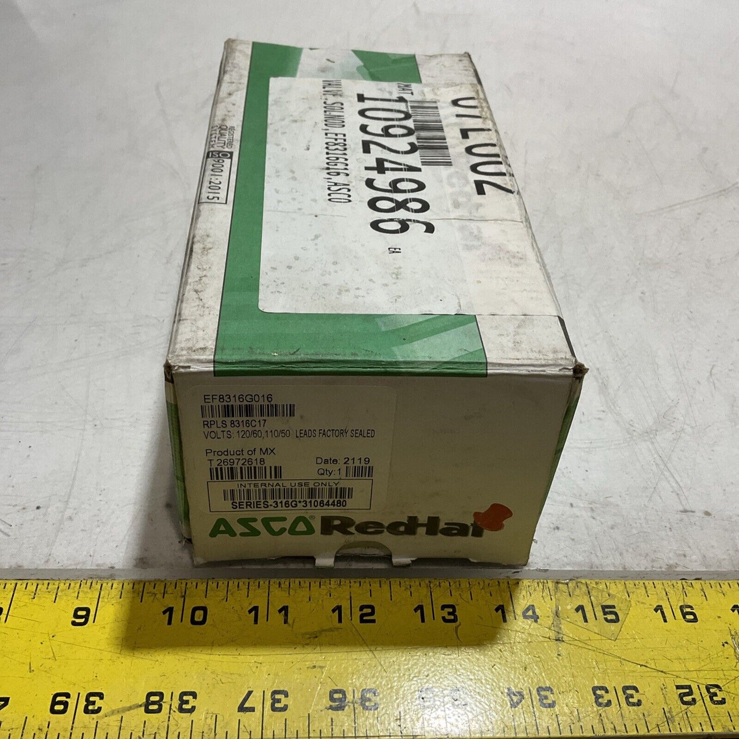 ASCO REDHAT  EF8316G016 SOLENOID VALVE  120/60VOLTS  10-250PIS   U3S