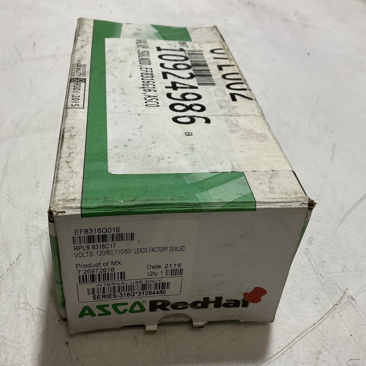 ASCO REDHAT  EF8316G016 SOLENOID VALVE  120/60VOLTS  10-250PIS   U3S