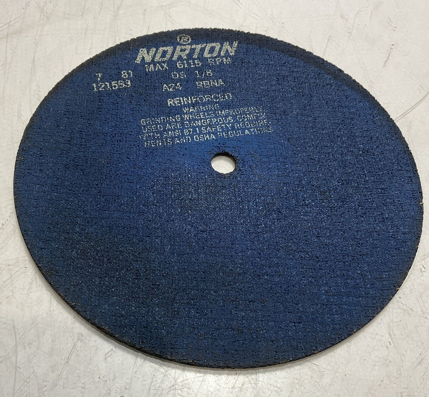 NORTON ABRASIVE 121583 GRINDING & CUTTING WHEELS MAX 6115 RPM DS 1/8 A24RBNA U3S