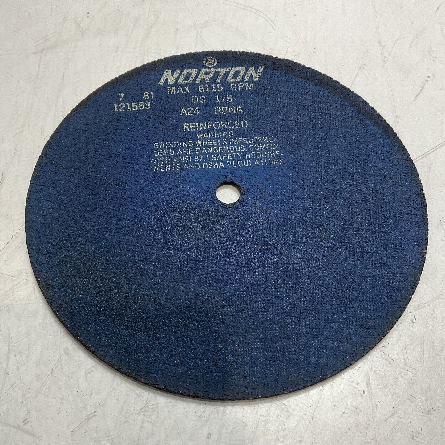 NORTON ABRASIVE 121583 GRINDING & CUTTING WHEELS MAX 6115 RPM DS 1/8 A24RBNA U3S