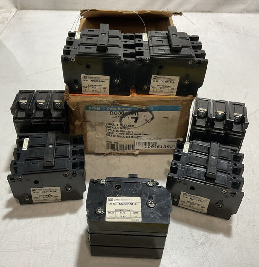 CUTLER-HAMMER  QC3015HL CIRCUIT BREAKER QUICKLAG  3 POLE 15AMP 250V  QTY 7 U3S