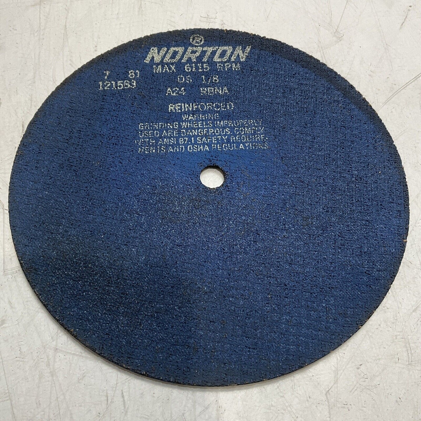 NORTON ABRASIVE 121583 GRINDING & CUTTING WHEELS MAX 6115 RPM DS 1/8 A24RBNA U3S