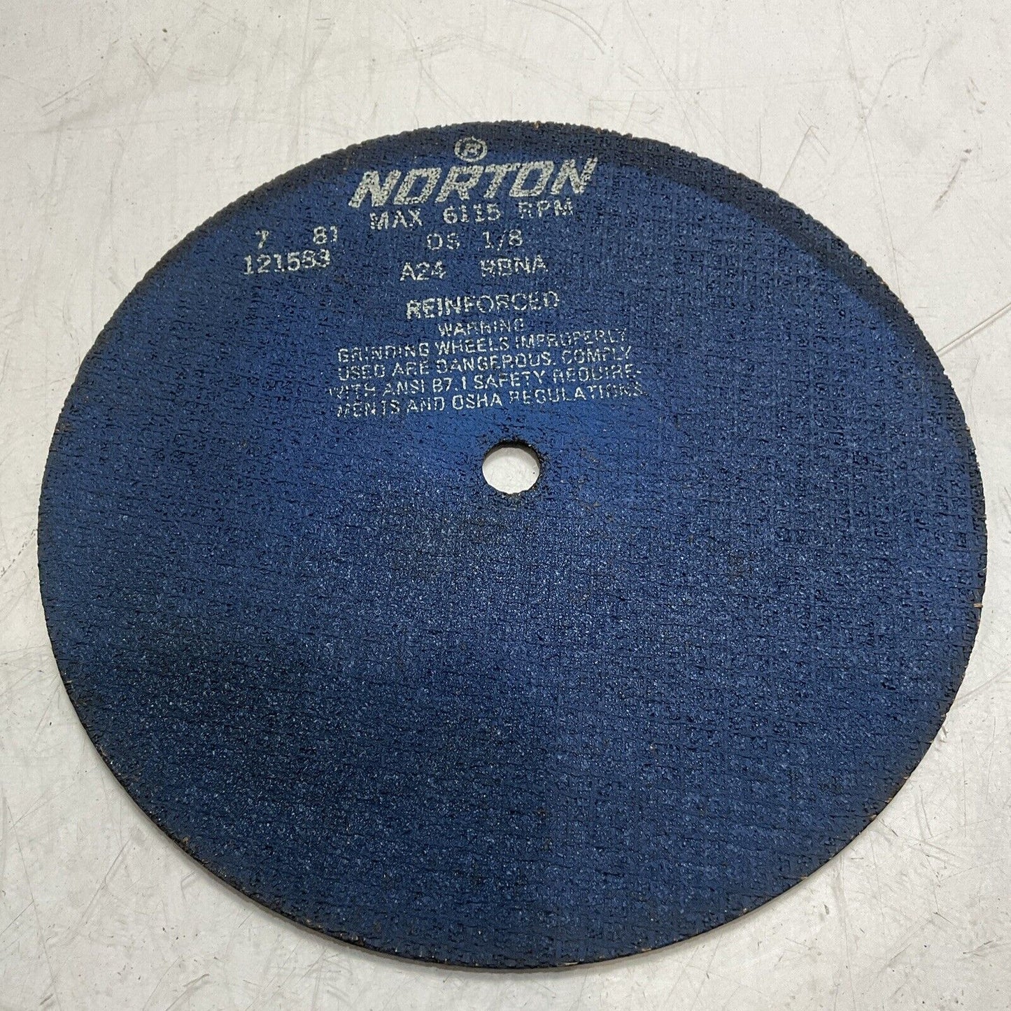 NORTON ABRASIVE 121583 GRINDING & CUTTING WHEELS MAX 6115 RPM DS 1/8 A24RBNA U3S