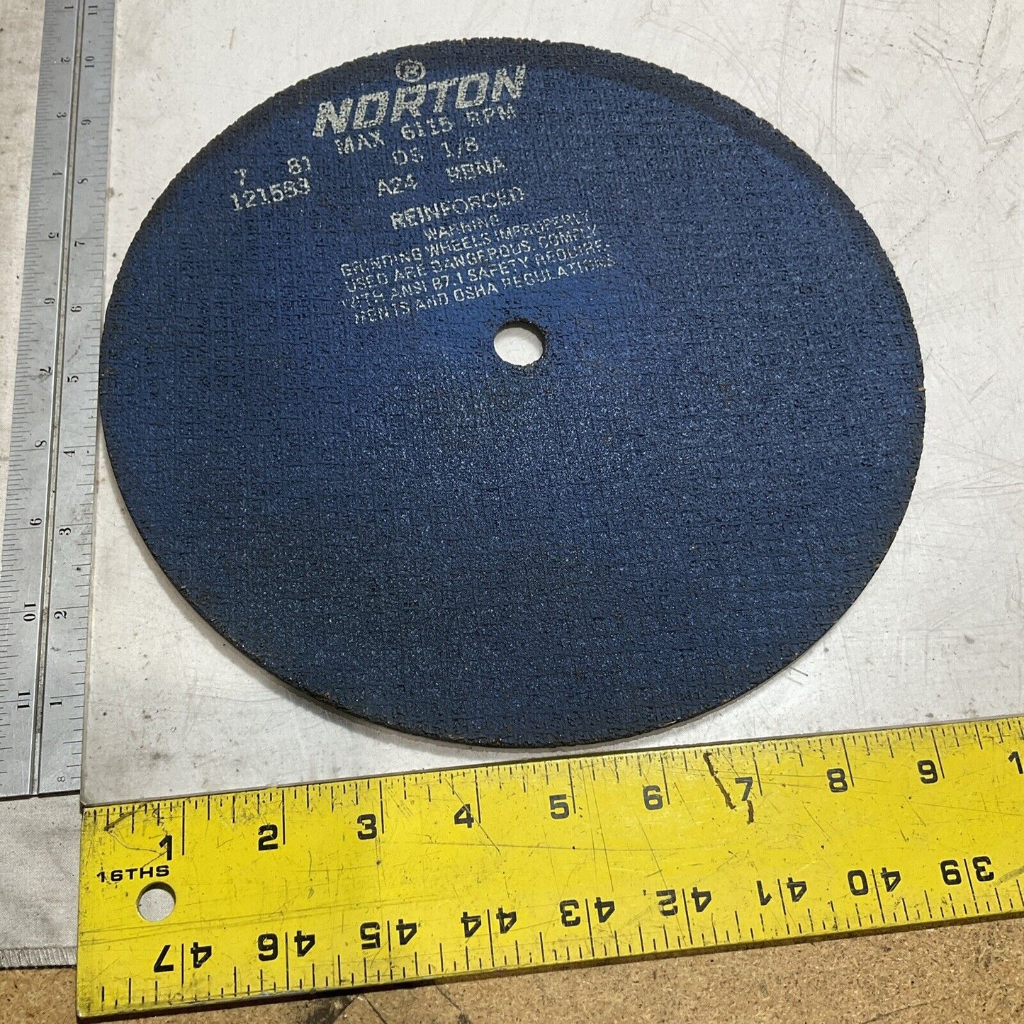 NORTON ABRASIVE 121583 GRINDING & CUTTING WHEELS MAX 6115 RPM DS 1/8 A24RBNA U3S