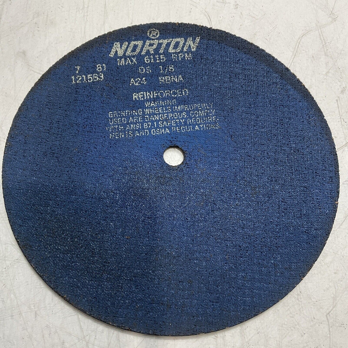 NORTON ABRASIVE 121583 GRINDING & CUTTING WHEELS MAX 6115 RPM DS 1/8 A24RBNA U3S