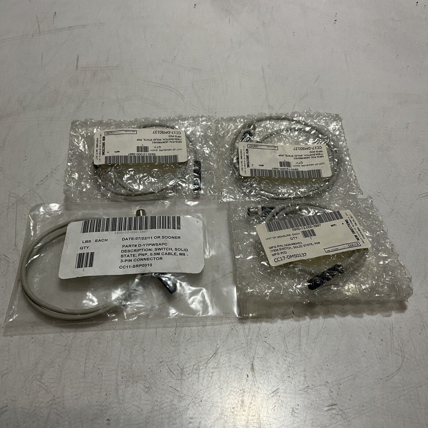 SMC  D-Y7PWSAPC  SOLID STATE SWITCH SENSOR PCD DC24V LOT OF 4 U3S