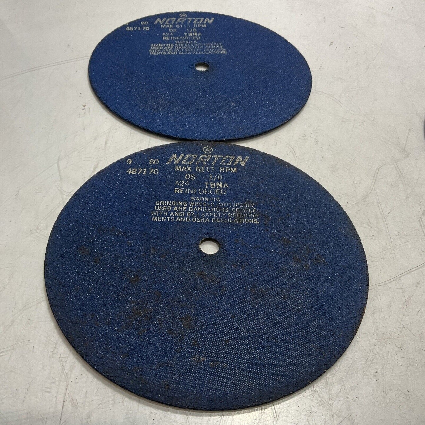 NORTON ABRASIVES 487170 GRINDING & CUTTING WHEELS MAX 6115 RPM DS 1/8 QTY4  U3S