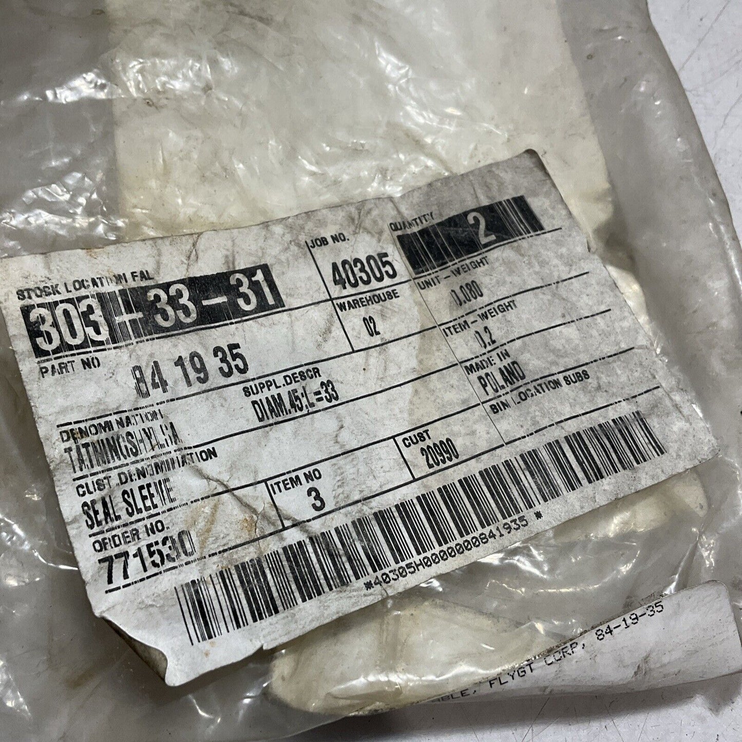 GROMMET POWER  841935   41-44 SEAL  SLEEVE  CABLE LOT OF 2 U3S