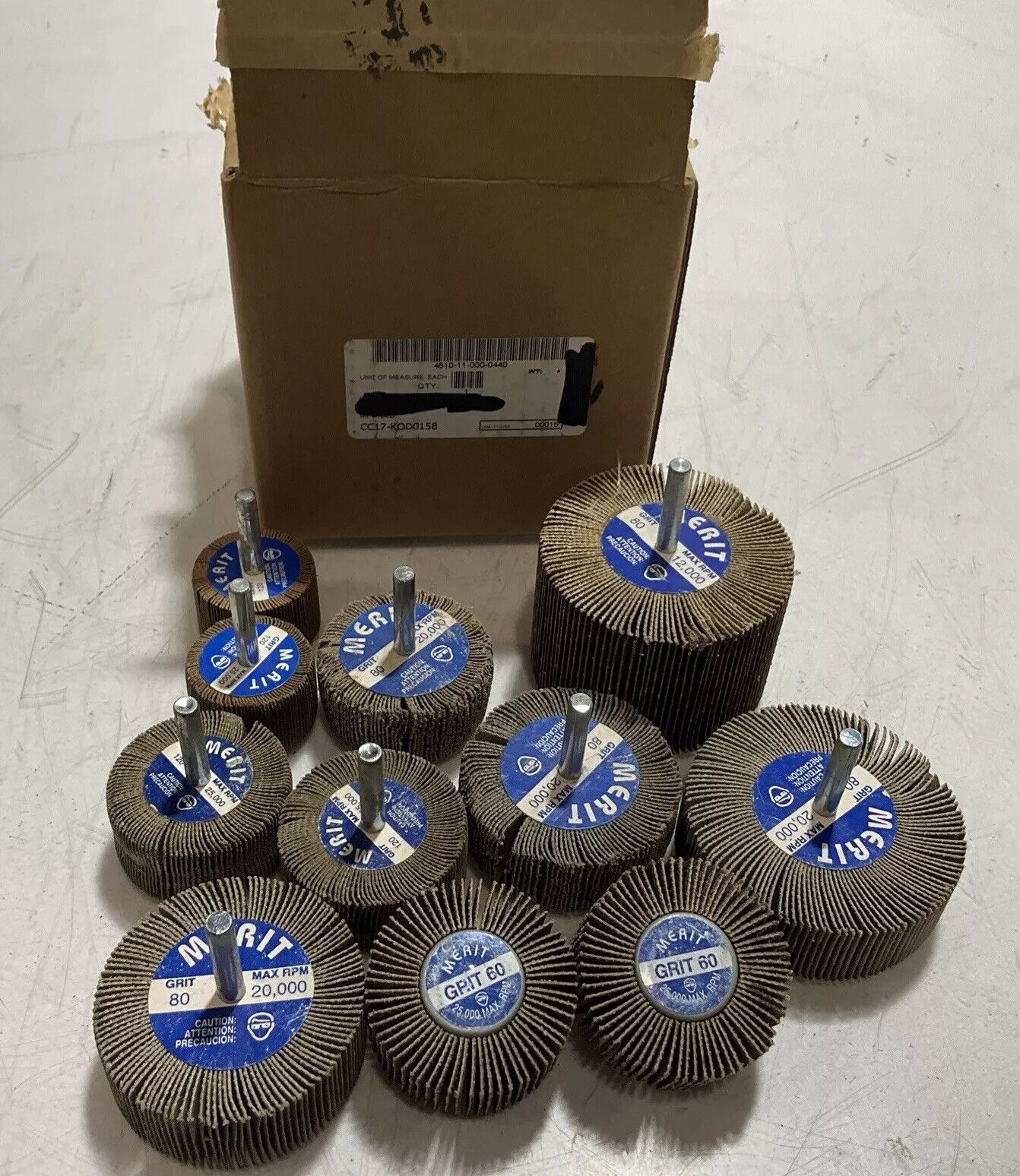MERIT  12,80,60 GRIP STRAIGHT-SHANK  ALUMINUM OXIDE 12,000-25,000 MAX RPM QTY 11