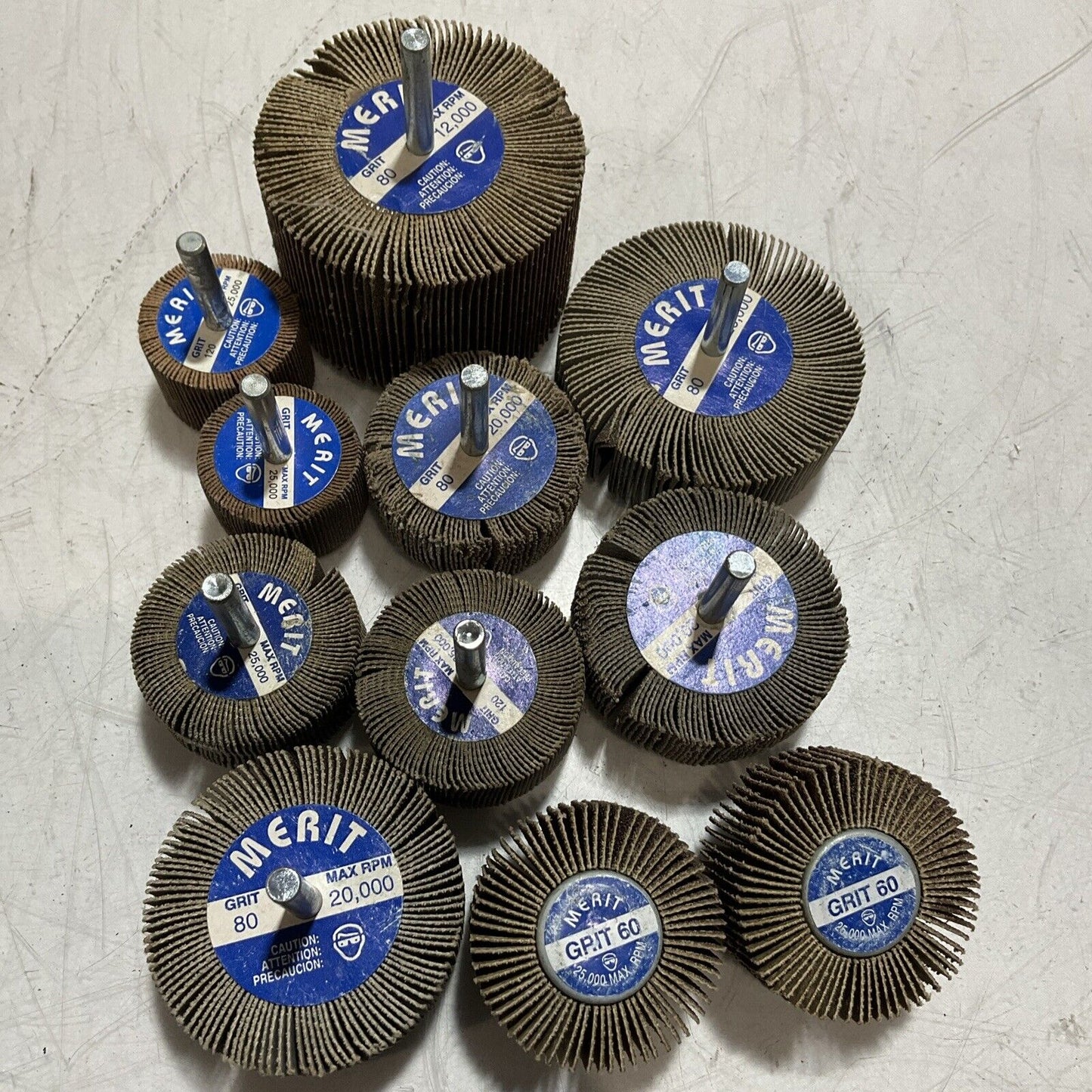 MERIT  12,80,60 GRIP STRAIGHT-SHANK  ALUMINUM OXIDE 12,000-25,000 MAX RPM QTY 11