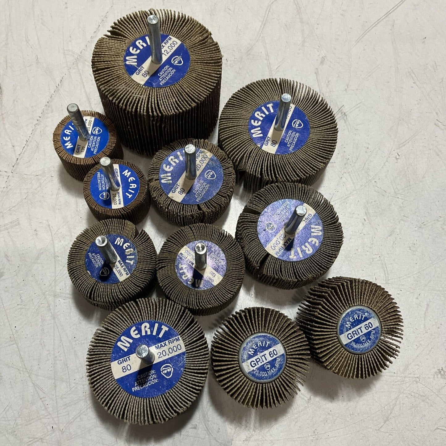 MERIT  12,80,60 GRIP STRAIGHT-SHANK  ALUMINUM OXIDE 12,000-25,000 MAX RPM QTY 11