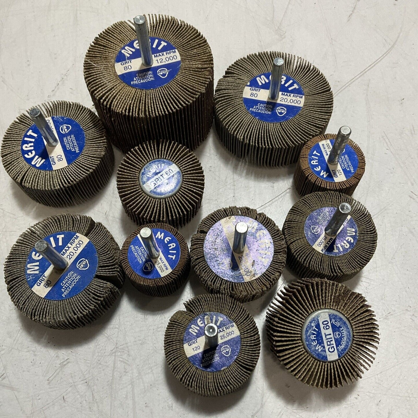 MERIT  12,80,60 GRIP STRAIGHT-SHANK  ALUMINUM OXIDE 12,000-25,000 MAX RPM QTY 11