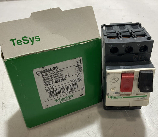 SCHEIDER ELECTRIC GV2ME06 MOTOR CIRCUIT BREAKER MNUAL STATER PROTECTOR 600AC U3S