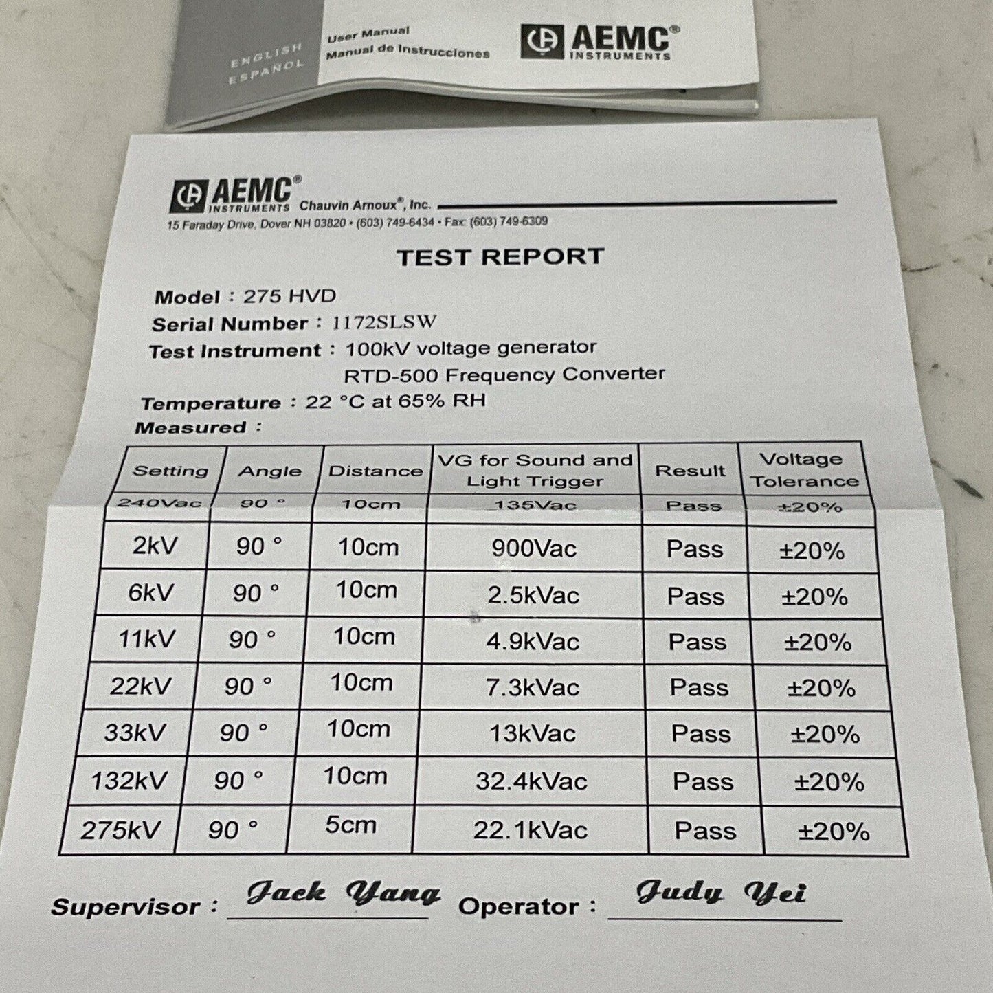 AEMC 275 HVD NON-CONTACT HIGH VOLTAGE DETECTOR P7P