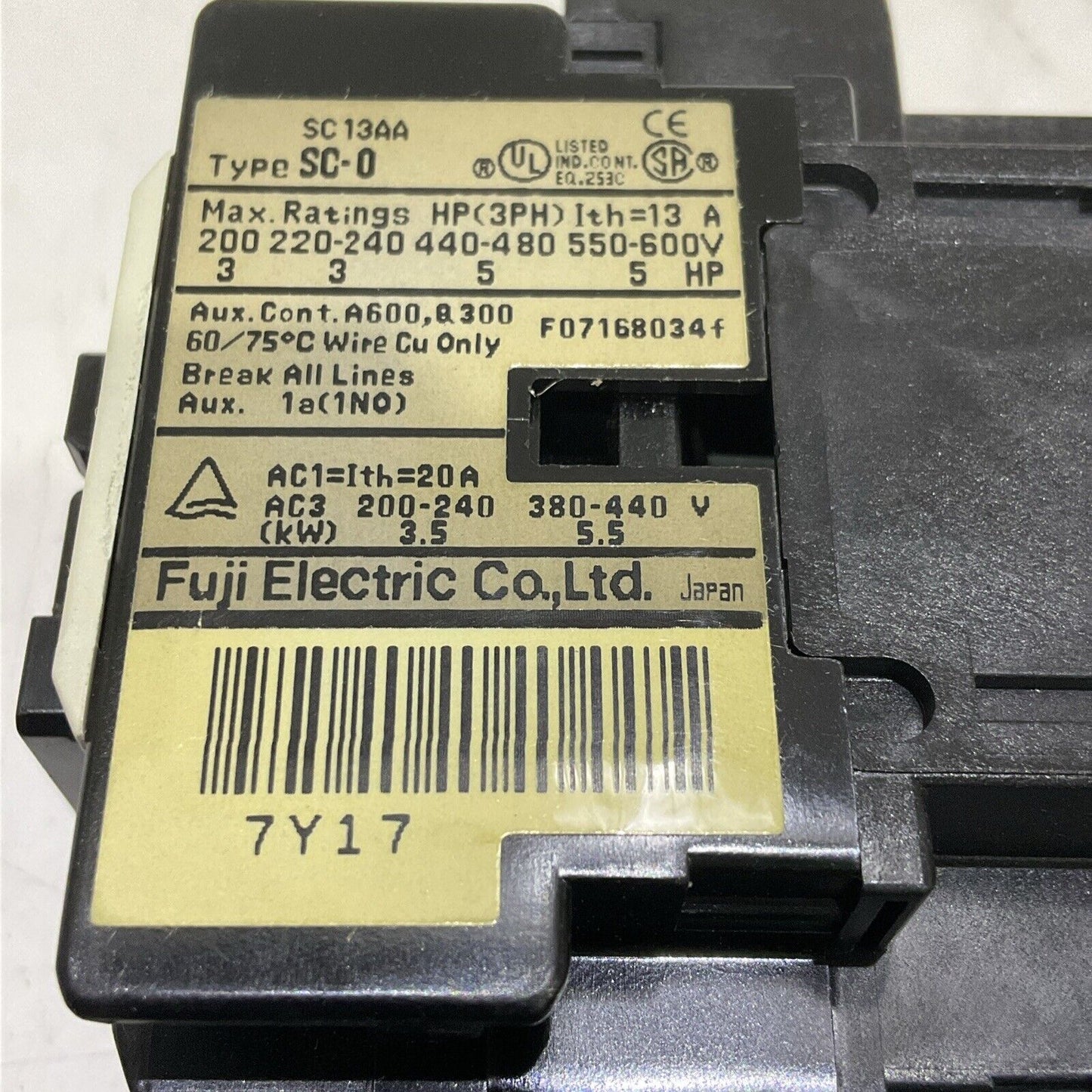 FUJI SC-0 TR-ON SC13AA TRI3N MAGNETIC SWITCH 600V 5HP P7P