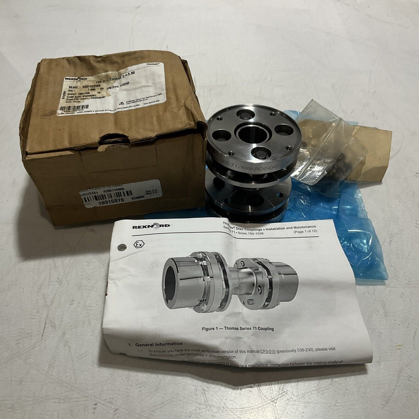 REXNORD  THOMAS 10010298 150.S71.CMBRA C=3.50 ASSEMBLIES DISC COUPLING PART  U3S