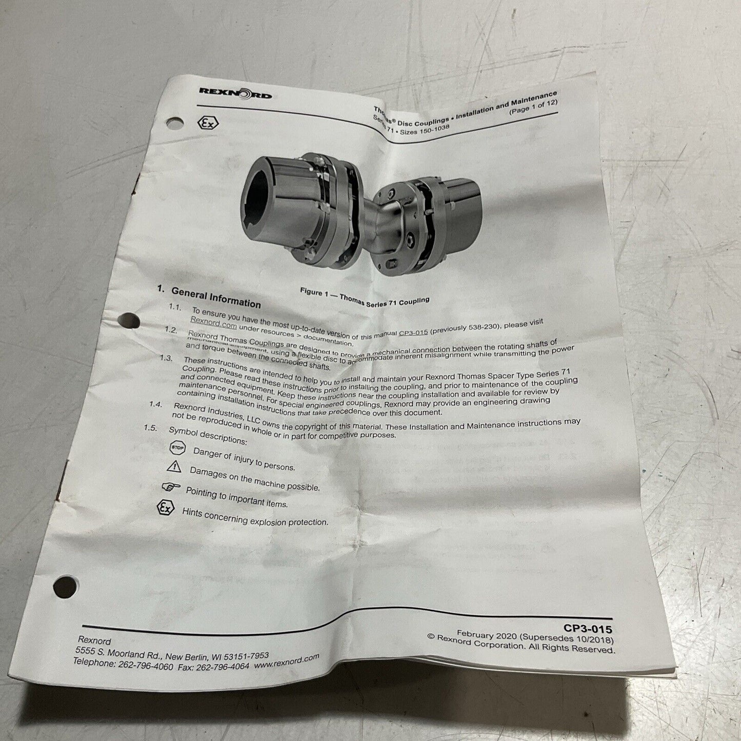 REXNORD  THOMAS 10010298 150.S71.CMBRA C=3.50 ASSEMBLIES DISC COUPLING PART  U3S