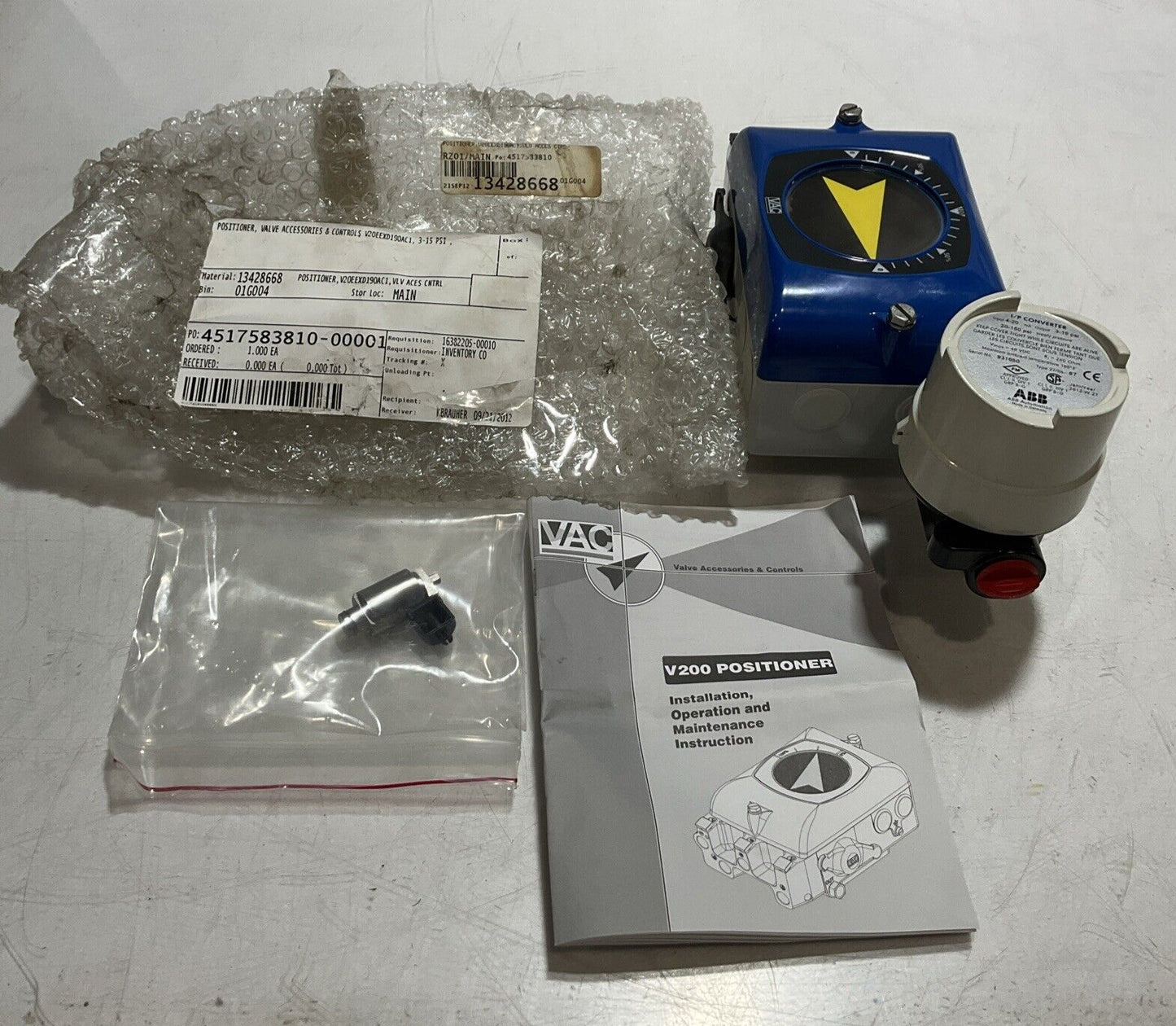 ABB  V200EX  POSITIONER  VALVE ACCESSORIES & CONTROLS  40VDC 3-15  PSI  U3S