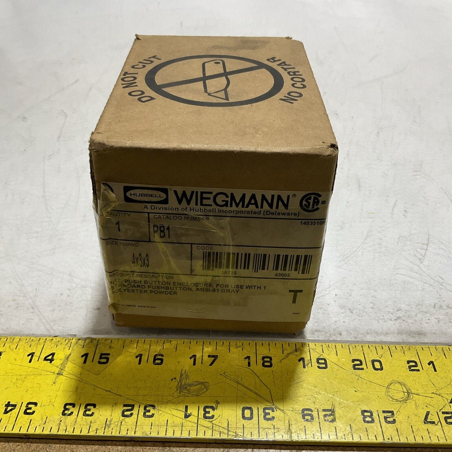 HUBBELL  WIEMANN PB1 N12  STANDARD PUSH BUTTON  ENCLOSURE SIZE  4x3x3  U3S