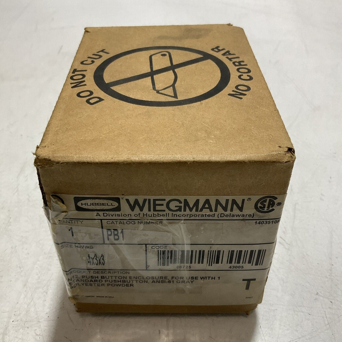 HUBBELL  WIEMANN PB1 N12  STANDARD PUSH BUTTON  ENCLOSURE SIZE  4x3x3  U3S