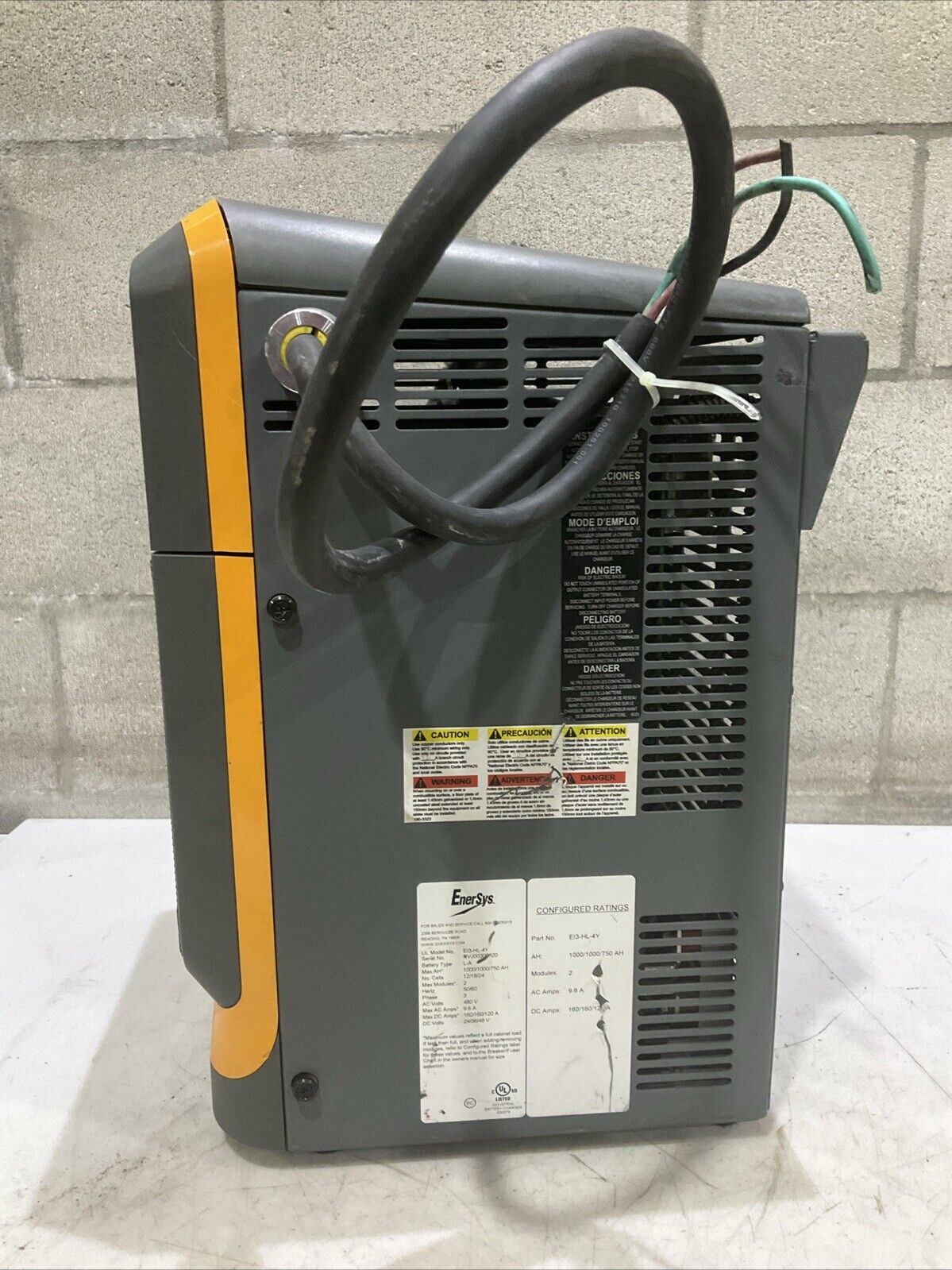 ENERSYS EI3-HL-4Y ENFORCER IMPAQ FORKLIFT L-A BATTERY CHARGER 3PH 480V 50/60 HZ