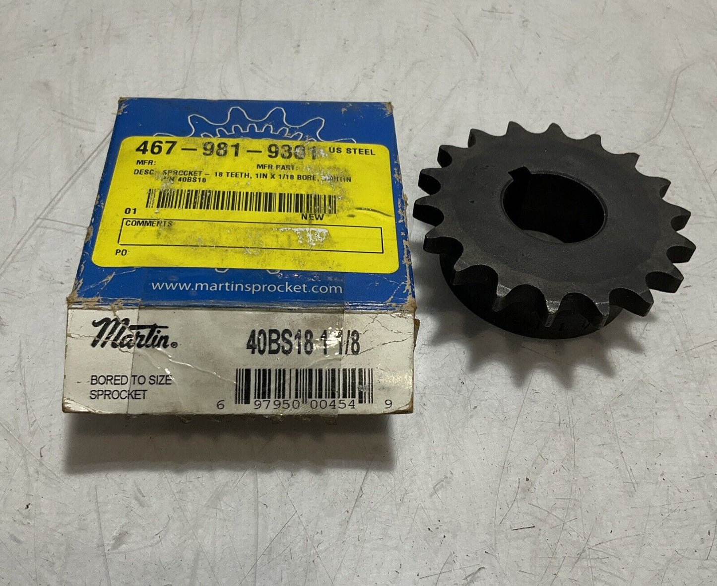 MARTIN 40BS18 1 1/8 BORED TO SIZE SPROCKET- 18 TEETH 222