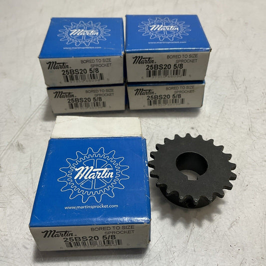 MARTIN 25BS20  SIZE 5/8  PINCH ROLLER  CHAIN SPROCKET LOT OF 5  678