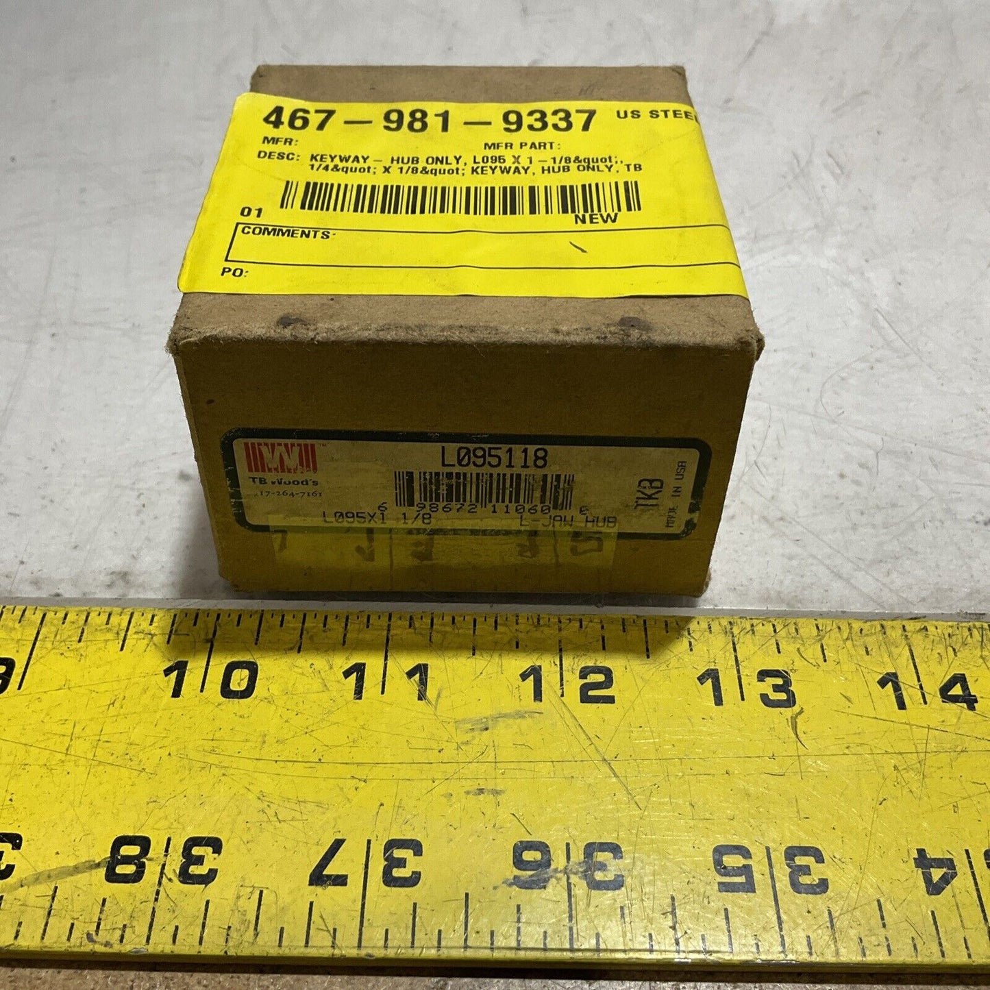 TB WOODS  L095118  SHAFT JAW COUPLING KEYWAY-HUB  222-U3S