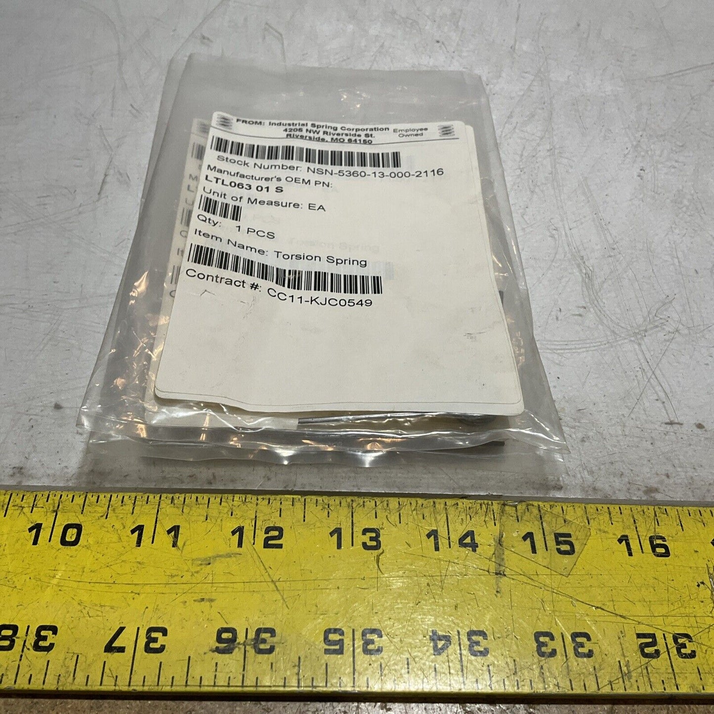 INDUSTRIAL SPRING CORPORATION  LTL06301S  TORSION SPRING LOT OF 2 U3S