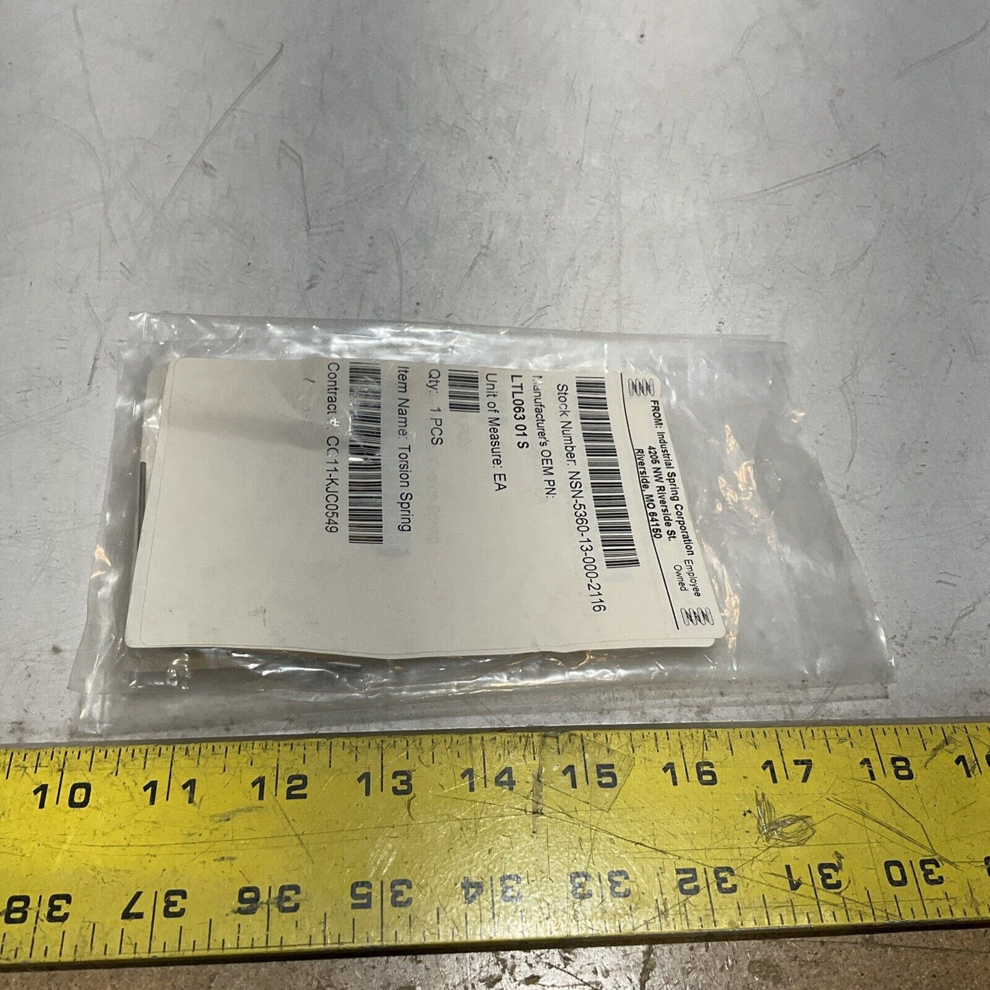 INDUSTRIAL SPRING CORPORATION  LTL06301S  TORSION SPRING LOT OF 2 U3S