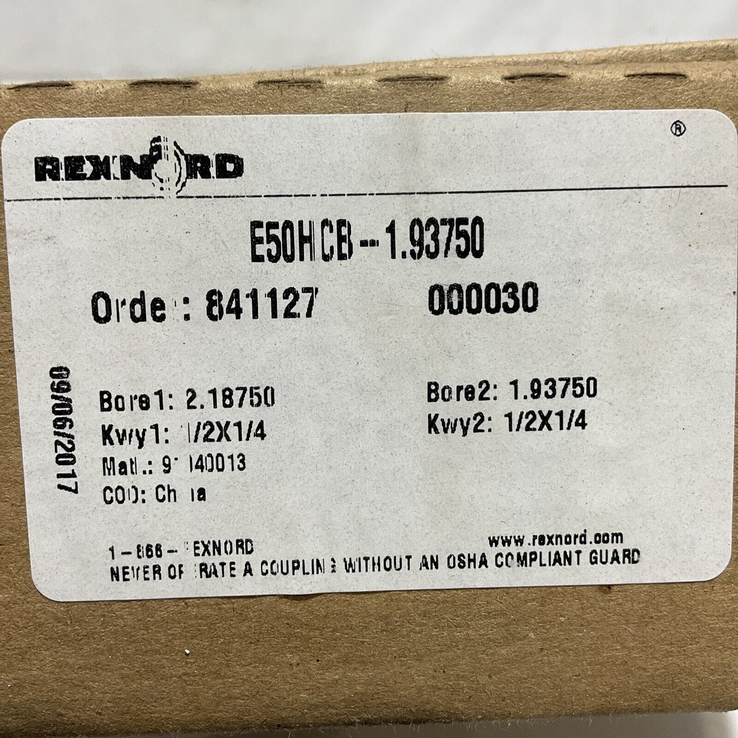 REXNORD OMEGA E50HCB-1.93750 50HRB HUB  GRID COUPLING  U3S