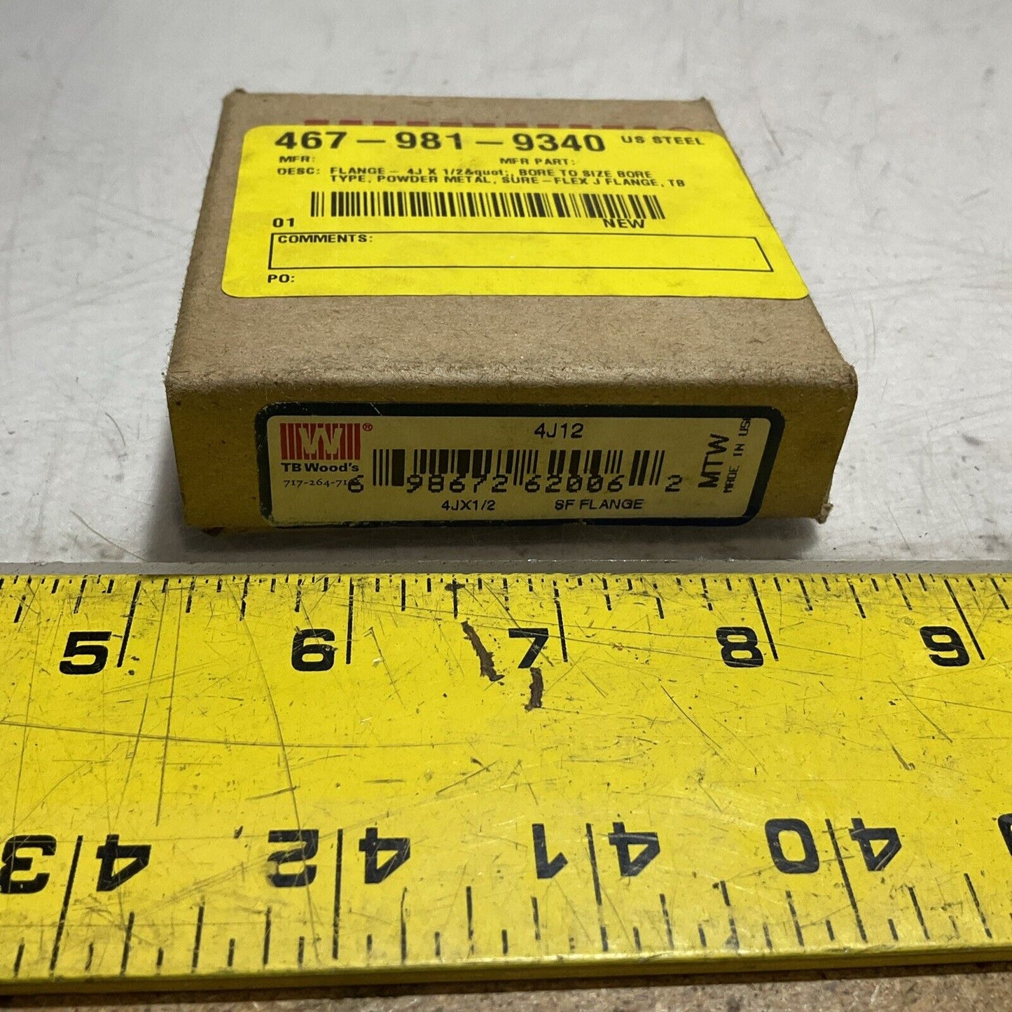 TB WOODS  4J12  SLEEVE COUPLING  FLANGE  SPACER   SIZE-4  7.600RPM MAX  222-U3S