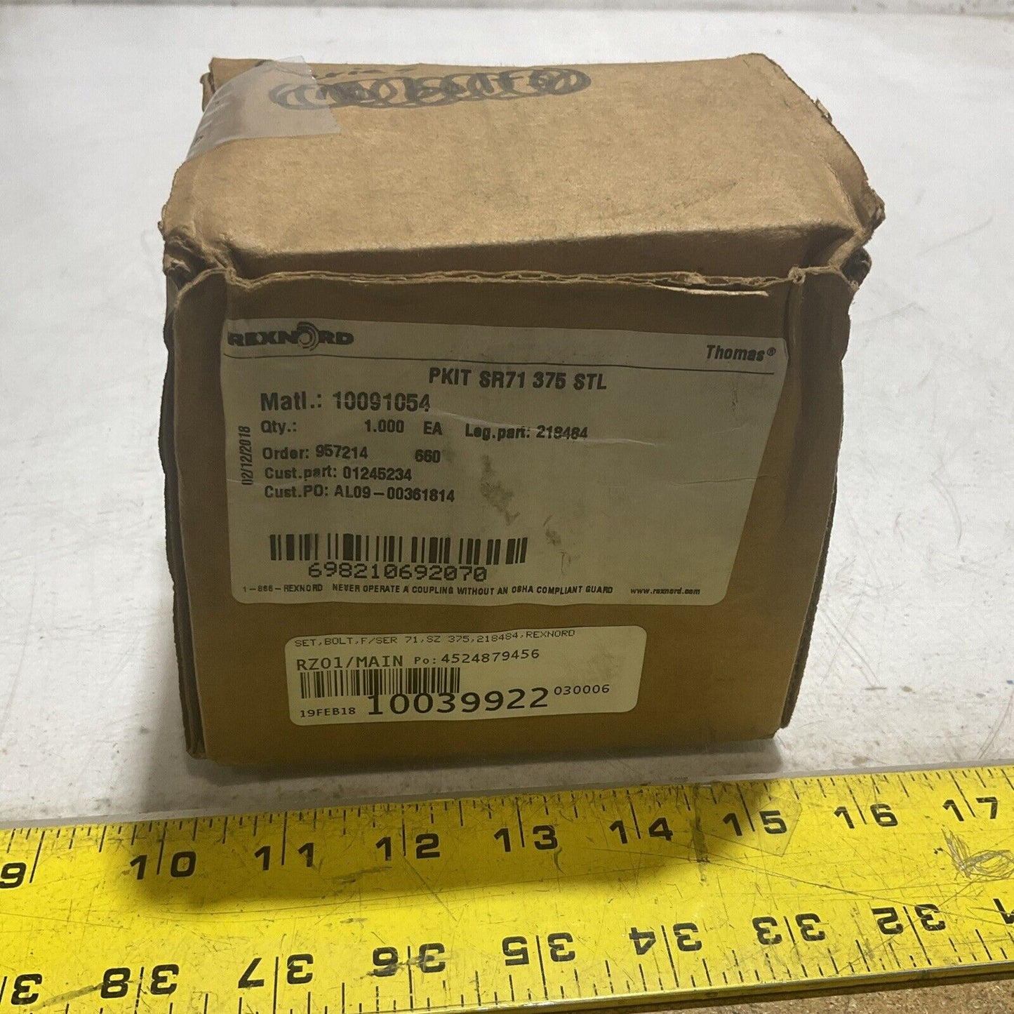 REXNORD THOMAS SR71 375 STL 218484 SET BOLT  DICS COUPLING SERIES 71 U3S