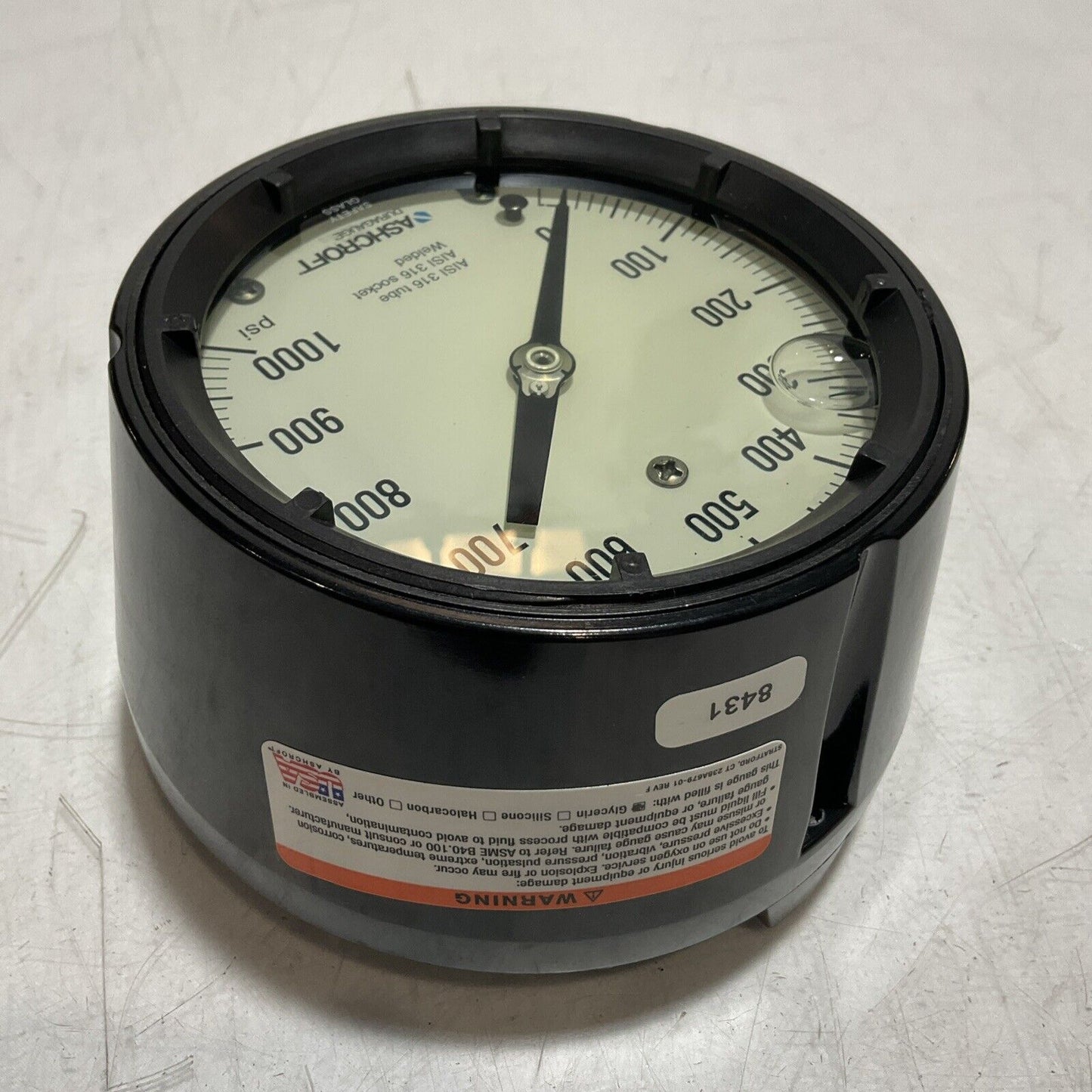 ASHCROFT 45-1279-SSL-04L-1000 DURAGAUGE PRESSURE GAUGE AISI316 SOCKET WELDED U3S