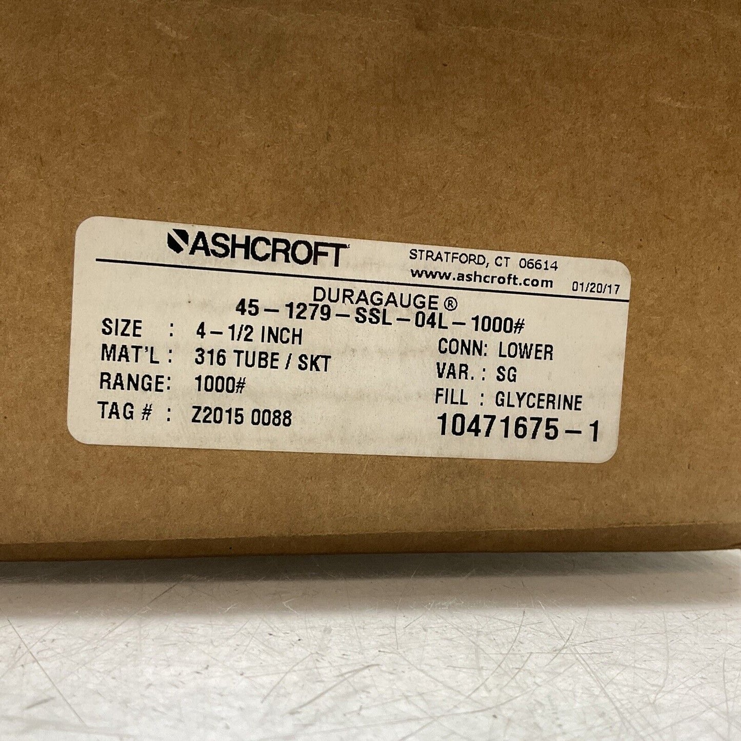 ASHCROFT 45-1279-SSL-04L-1000 DURAGAUGE PRESSURE GAUGE ASHCROFT 45-1279-SSL-04L-1000 DURAGAUGE PRESSURE GAUGE