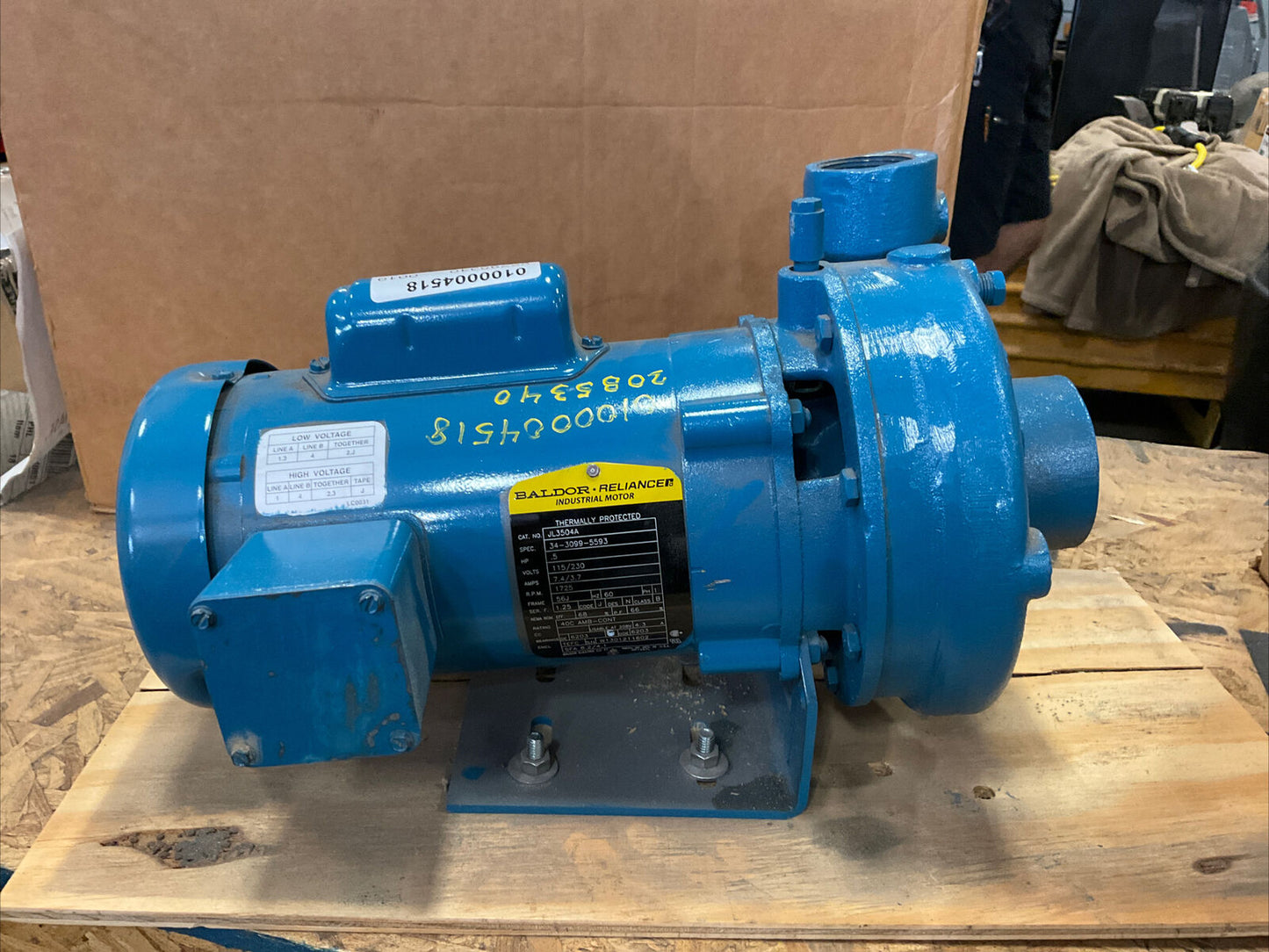 WEINMAN 6AC-5S24 BALDOR RELIANCE JL3504A THERMALLY PROTECTED MOTOR PUMP 373