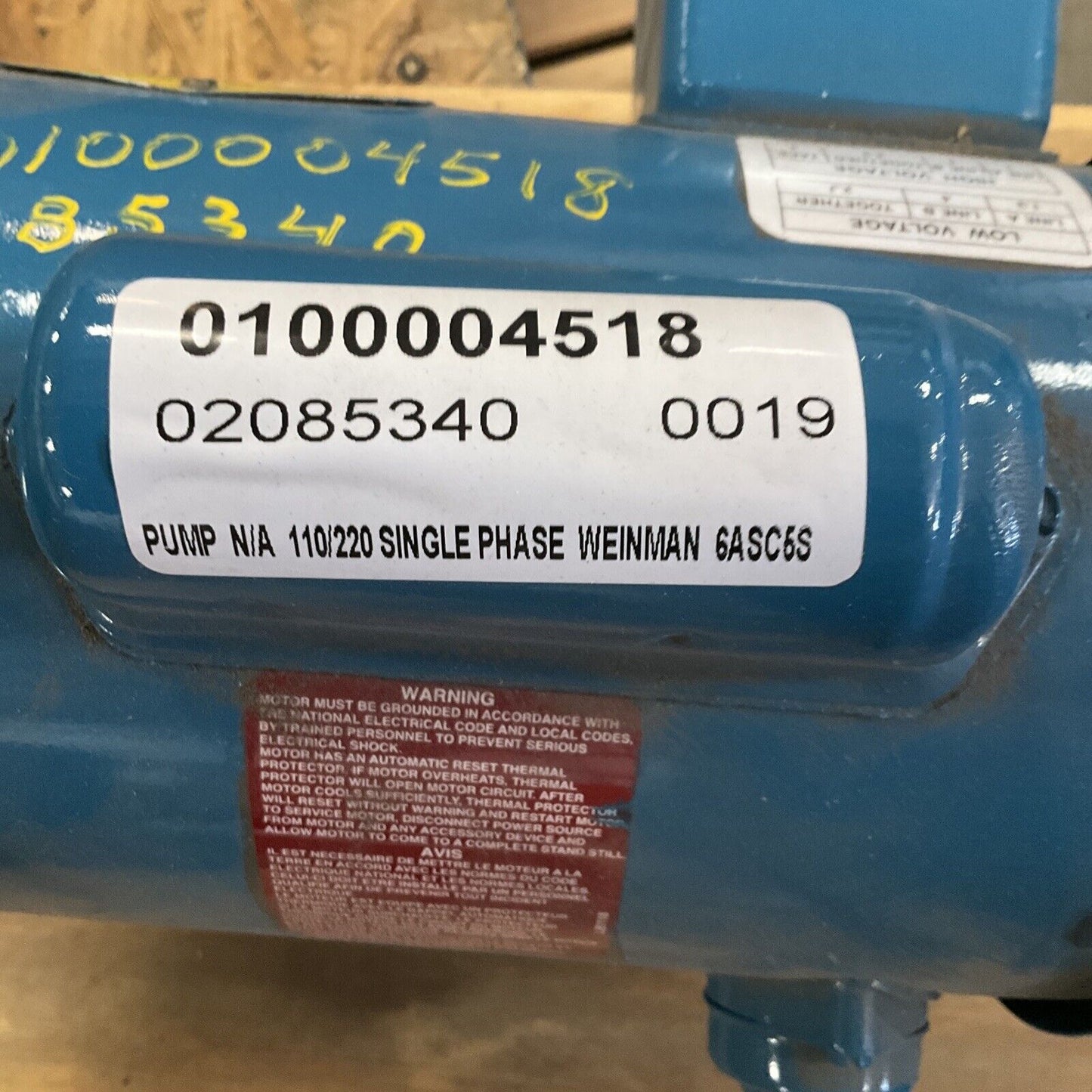 WEINMAN 6AC-5S24 BALDOR RELIANCE JL3504A THERMALLY PROTECTED MOTOR PUMP 373