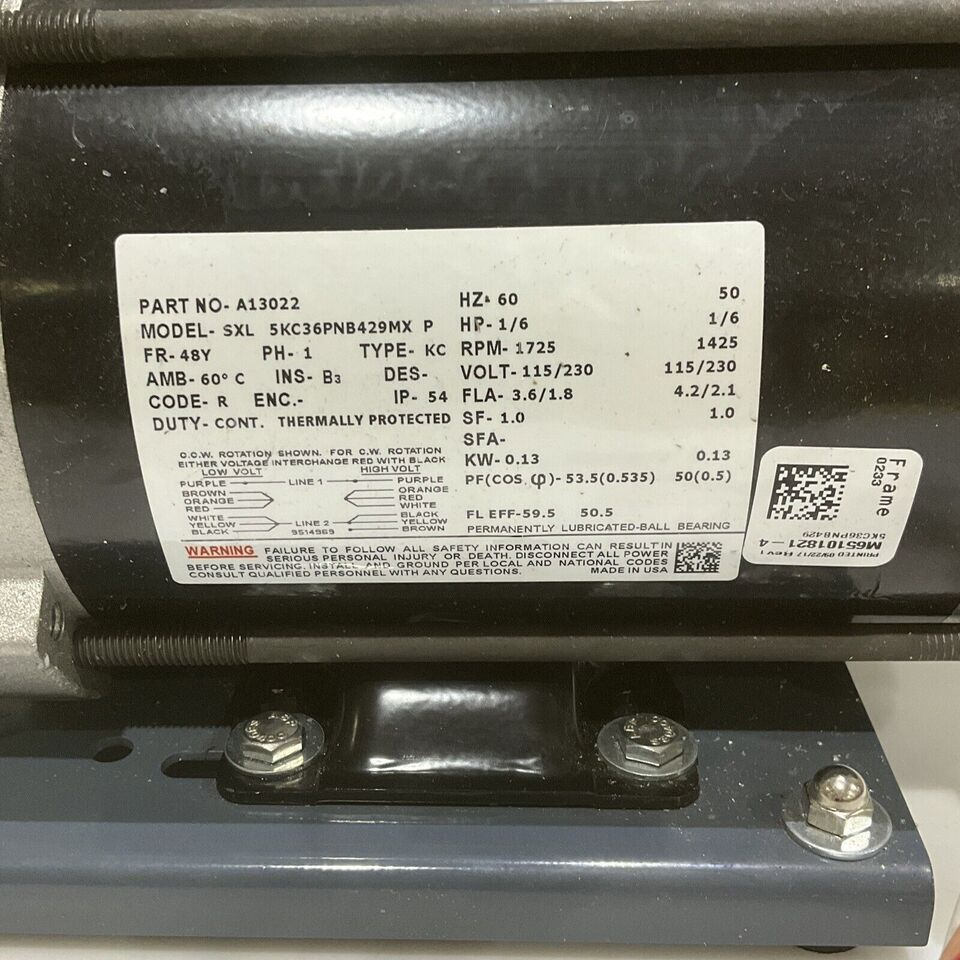 AIR DIMENSIONS INC DIA-VAC R151-FT-RA1-E PUMP C12310844 A13022 60HZ 1725 RPM 373