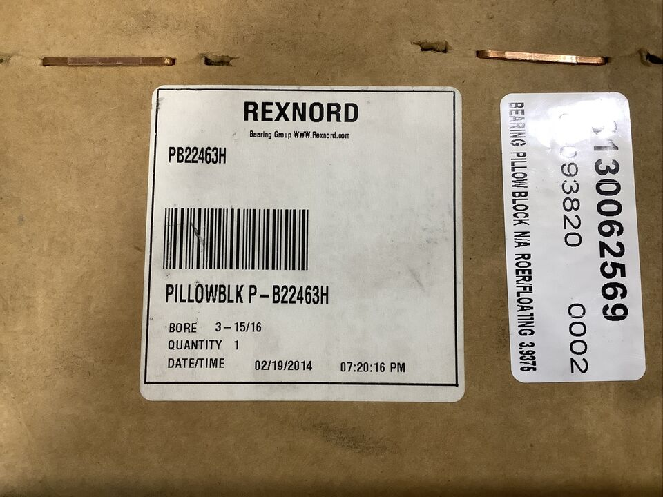 REXNORD PB22463H PILLOW BLOCK SPHERICAL ROLLER BEARING 3-15/16IN 2 BOLT