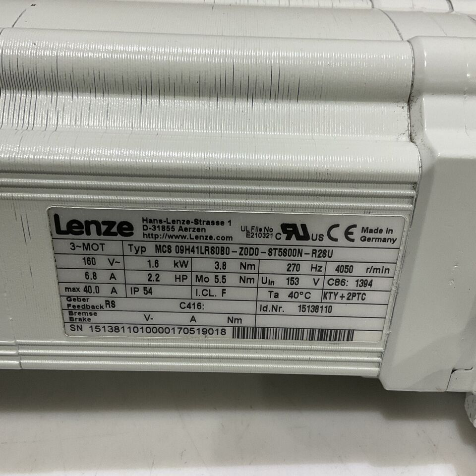 LENZE GST05-25 VBR 09HC41 SERVO MOTOR MCS 09H41LRS0B0-Z0D0-ST5800N-R2SU  U3S