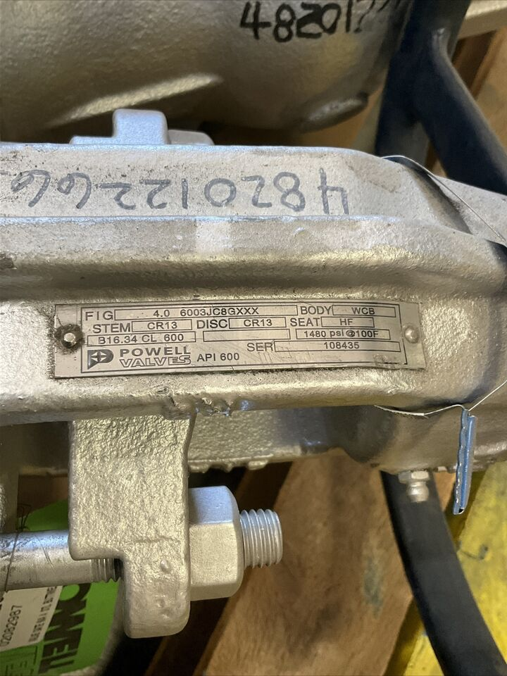 POWELL 600 4 WCB C2CH12 B16.34 Cl 600 76 1/2U GATE VALVE 1480 PSI