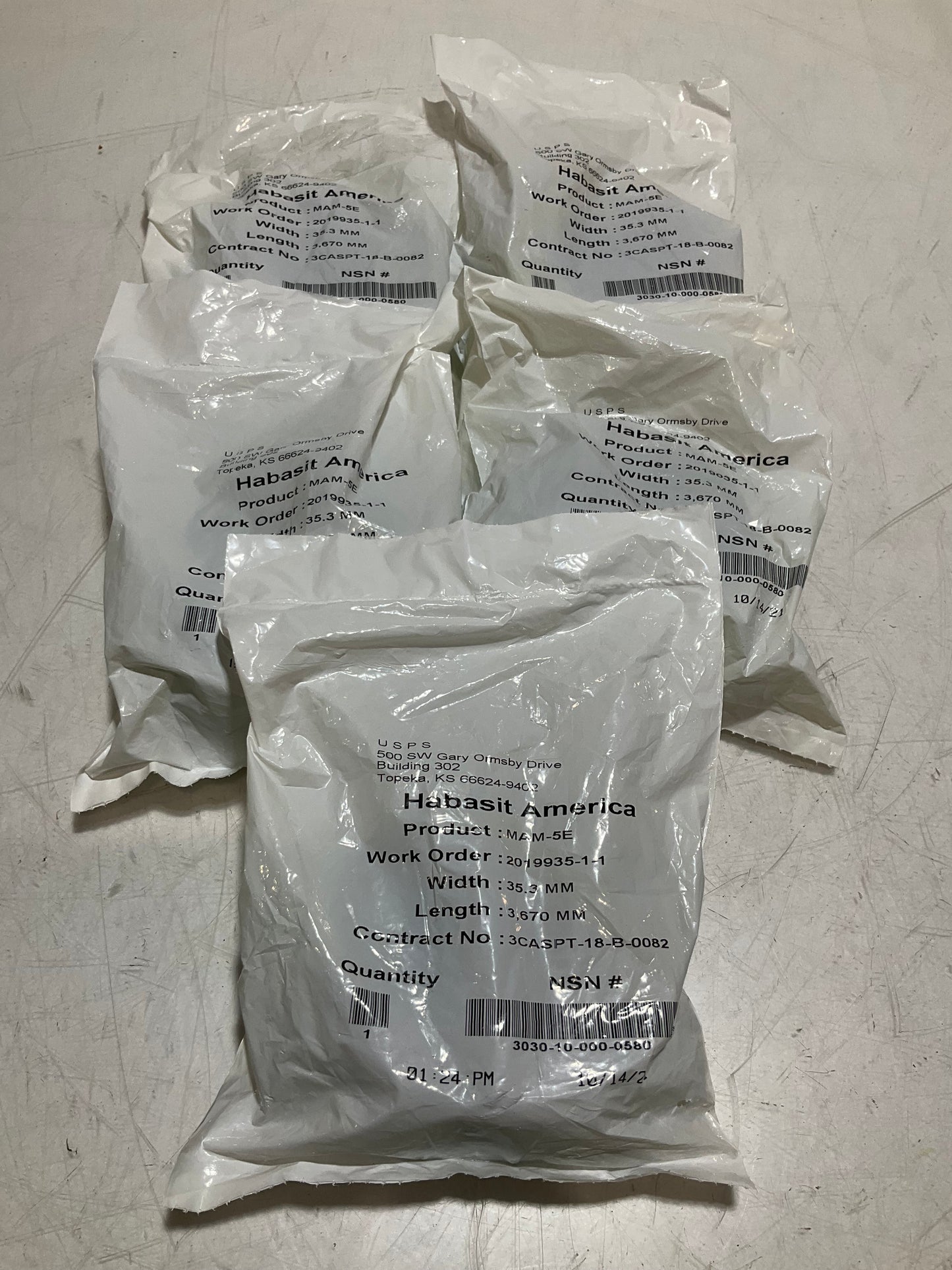 HABASIT AMERICA MAM-5E CONVEYOR BELTS 50 MM X 2,620 MM LOT OF 5 U3S