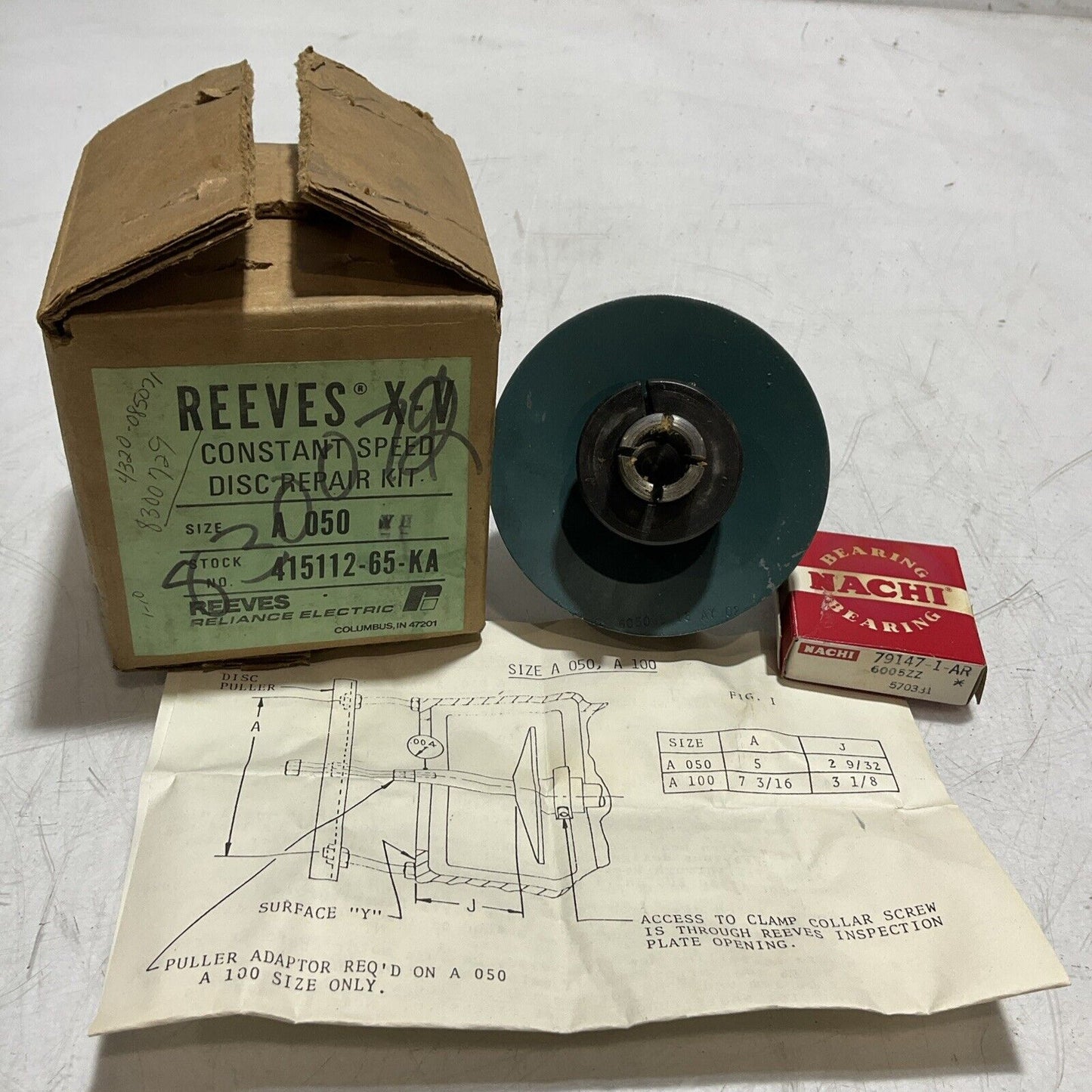REEVES RELIANCE ELECTRIC  X-V A 050 415112-65-KA CONSTANT SPEED REPAIR DISC  373