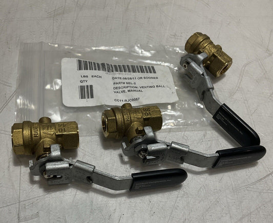 UCI  SEL-2   1/4" UNIVERSAL MANUAL VENTING BALL VALVE LOT OF 3 U3S