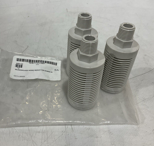 SMC ANB1-04 HIGH NOISE REDUCTION SCREW-IN SILENCER LOT OF 3 U3S